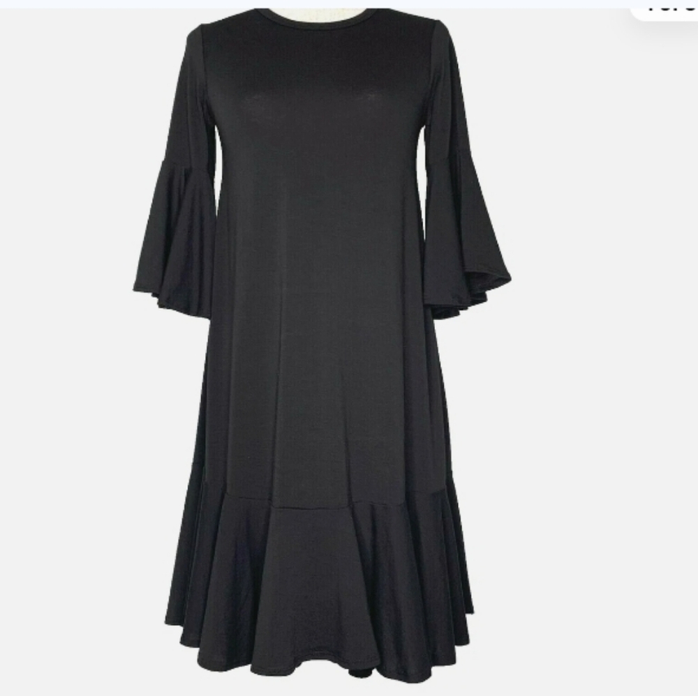 LuLaRoe Classic Black 3XL Bell Sleeve Dress - Picture 2 of 5